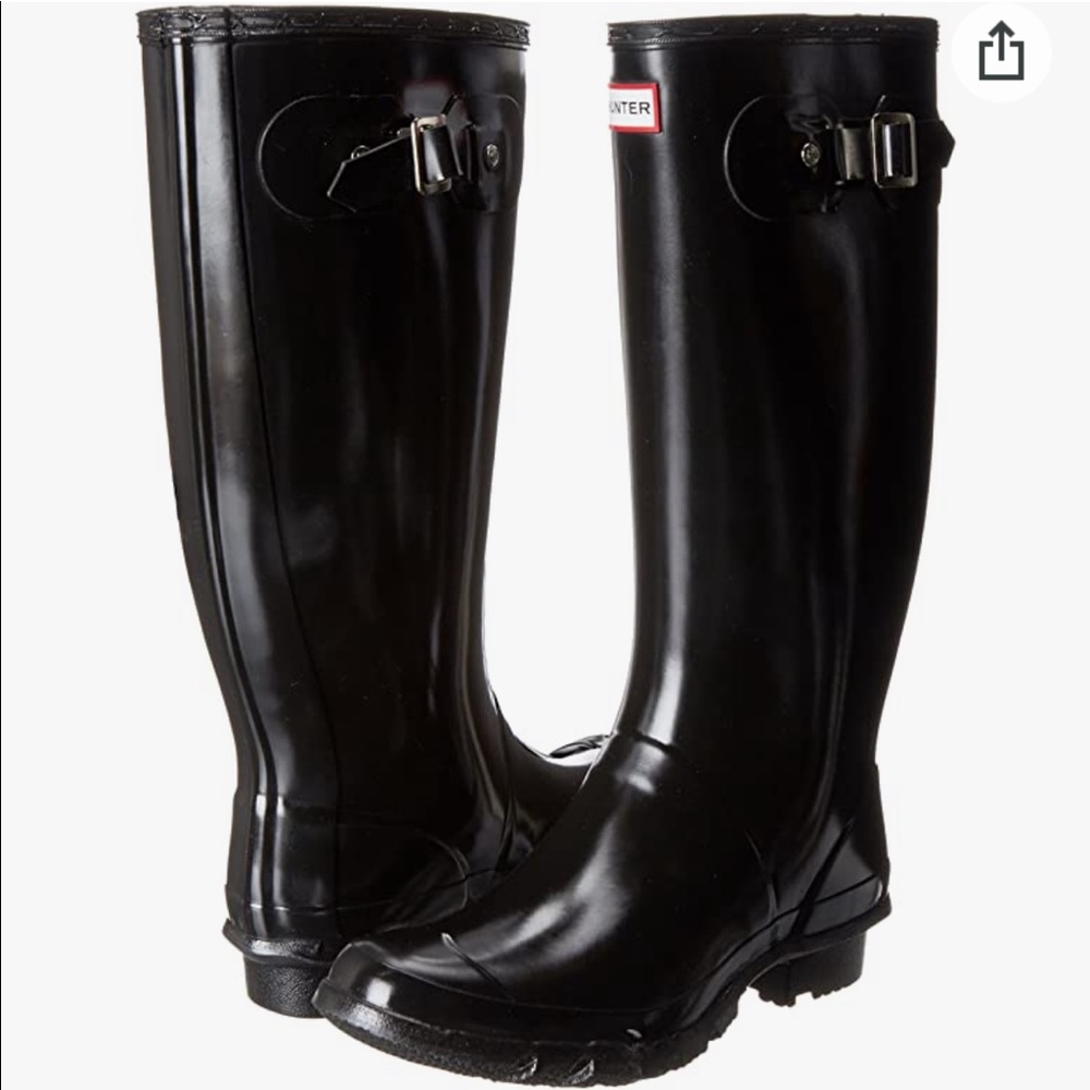Hunter Black Huntress Gloss Boot US M 8/W 9